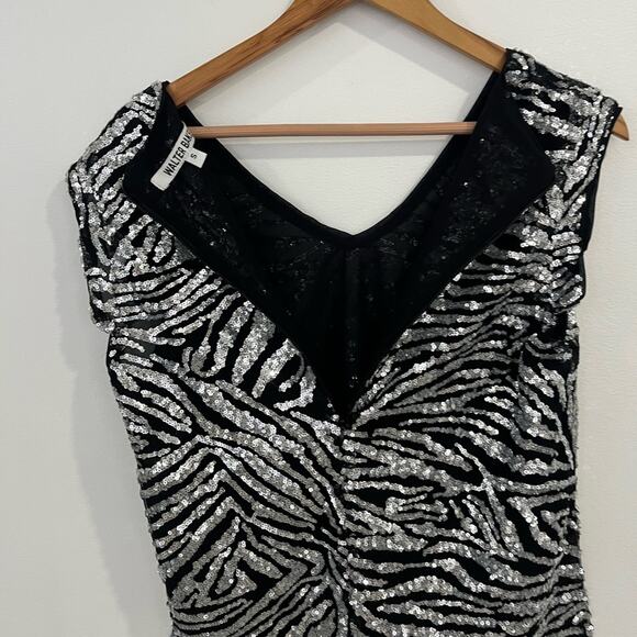 Walter Baker Zebra Print Sequin Hi Low Blouse Small - Picture 7 of 8